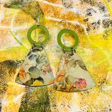 Load image into Gallery viewer, Orange Nasturtiums Small Fans Tin Earrings