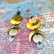 Load image into Gallery viewer, Many Moons of Mixed Golds Tin Earrings