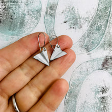 Load image into Gallery viewer, Teeny Tiny White Paper Airplanes Zero Waste Tin Earrings