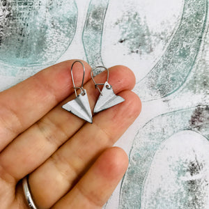 Teeny Tiny White Paper Airplanes Zero Waste Tin Earrings