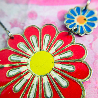 Big Red Flower Zero Waste Tin Necklace