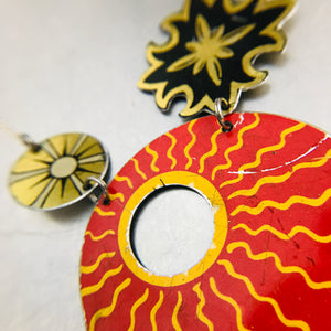 Big Red Sun Upcycled Tin Necklace