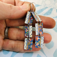 Load image into Gallery viewer, Cornflower Edges Upcycled Rectangles Tin Earrings