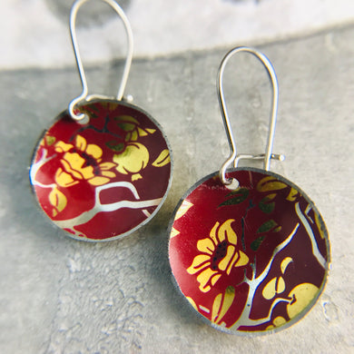 Pomegranate Blossoms Upcycled Tiny Dot Earrings