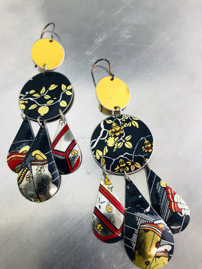 Deep Midnight Blue Zero Waste Tin Chandelier Earrings