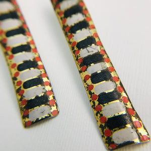 Vintage Black & White Capsule Pattern Recycled Tin Earrings