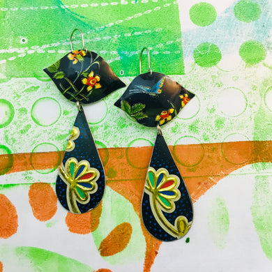 Mixed Flower Patterns Ogee Zero Waste Tin Earrings