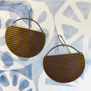 Espresso & Copper Lines Recycled Tin Earrings