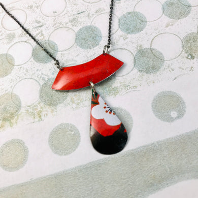 Cherry Blossom Teardrop Zero Waste Tin Necklace
