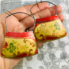 Load image into Gallery viewer, Vintage Scarlet Edge Large Zero Waste Tin Earrings