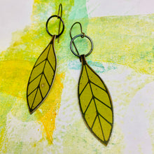 Load image into Gallery viewer, Long Leaves Upcycled Tin Earrings