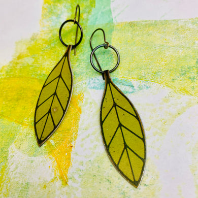 Long Leaves Upcycled Tin Earrings