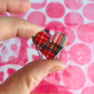 Stewart Dress Tartan Tin Heart Recycled Necklace