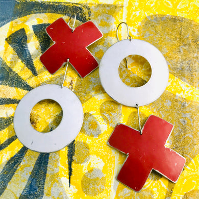 Big XOXO Red & White Hugs & Kisses Zero Waste Tin Earrings