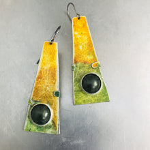 Load image into Gallery viewer, Rustic Orange and Green Zero Waste Tin Earrings
