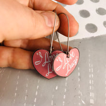 Load image into Gallery viewer, I Love Lucy Hearts Upcycled Tin Earrings