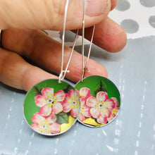 Load image into Gallery viewer, Gorgeous Pinks on Green Large Basin Tin Earrings