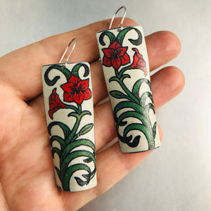 Red Lillies Recycled Tin Earrings