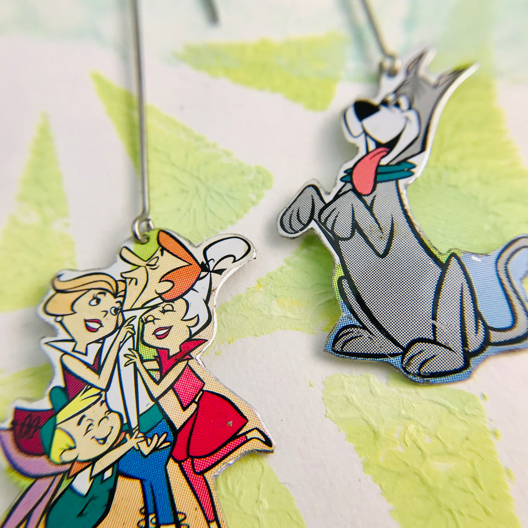 Jetsons Family and Astro Recycled Tin Earrings