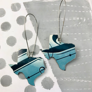 Ocean & Dusky Blue Upcycled Tin Texas Earrings