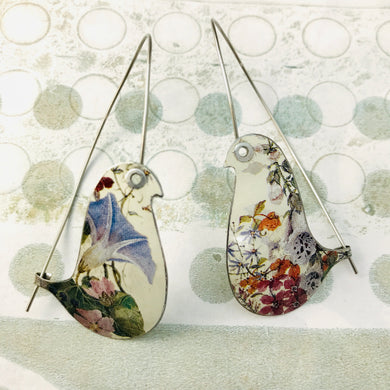Wildflower Birds on a Wire Upcycled Tin Earrings