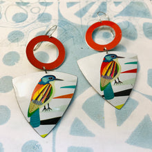 Load image into Gallery viewer, Woodpecker Tourmaline &amp; Scarlet Rings Zero Waste Tin Earrings
