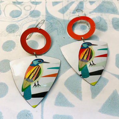 Woodpecker Tourmaline & Scarlet Rings Zero Waste Tin Earrings