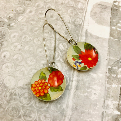Vintage Red Flowers Medium Basin Earrings