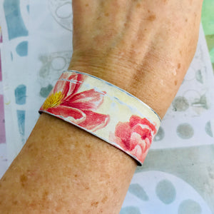 Pink Blossoms Upcycled Tin Cuff
