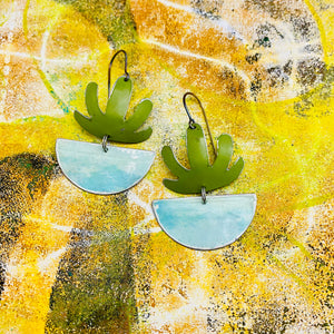 Mod Succulents Ocean Pot Upcycled Tin Earrings