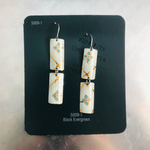 Load image into Gallery viewer, White, Gold &amp; Teal Rectangles Tin Earrings
