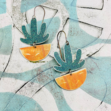 Mod Succulents in Terracotta Pots Upcycled Tin Earrings