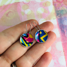 Load image into Gallery viewer, Bright Patterns Hot Pink, Cobalt Upcycled Tiny Dot Earrings