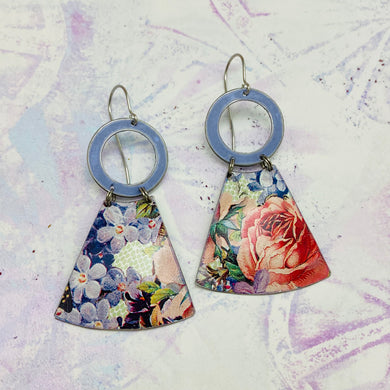 Lilacs & Roses Small Fans Tin Earrings