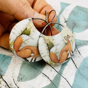 Sweet Foxes Circles Upcycled Tin Earrings