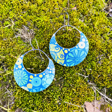 Mixed Mandalas Crescent Circles Upcycled Tin Earrings