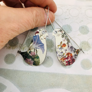 Wildflower Birds on a Wire Upcycled Tin Earrings
