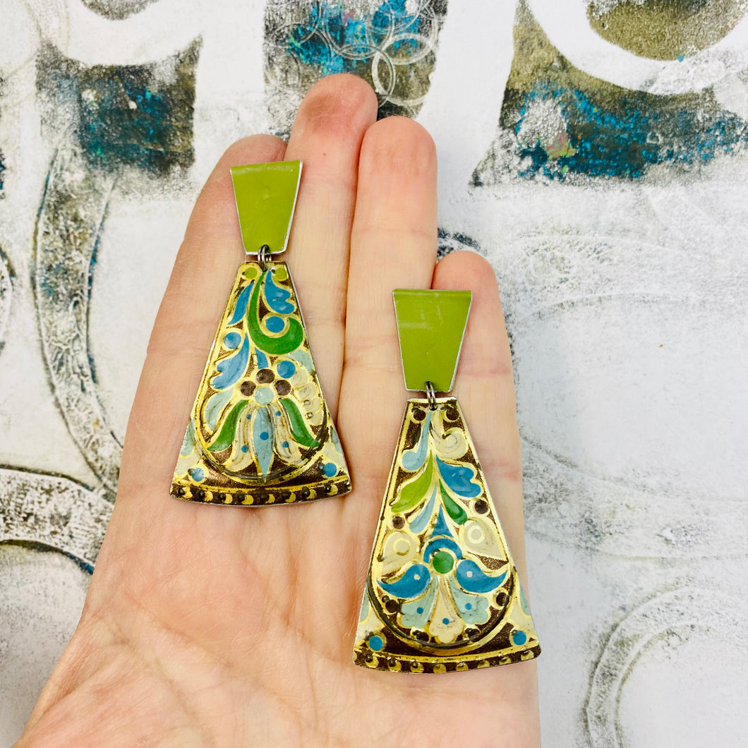 Morris Fans Recycled Tin Post Earrings