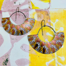 Load image into Gallery viewer, Leaf Mandala Bronzes Half Moon Tin Earrings