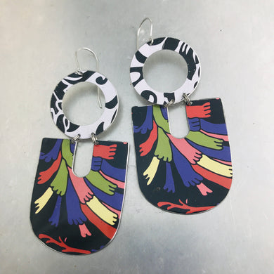 Mixed Blacks Chunky Horseshoes Zero Waste Tin Earrings