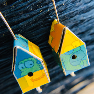 Marge & Homer Simpson’s Colorblock Tiny Tin Birdhouse Earrings