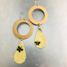 Load image into Gallery viewer, Golden Ring &amp; Black Butterfly Tin Long Teardrops Earrings