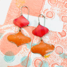 Load image into Gallery viewer, Cerise &amp; Pumpkin Rex Ray Zero Waste Tin Earrings