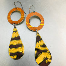 Load image into Gallery viewer, Bailey’s Orange Ring &amp; Long Teardrops Upcycled Tin Earrings