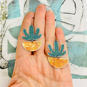 Mod Succulents in Terracotta Pots Upcycled Tin Earrings