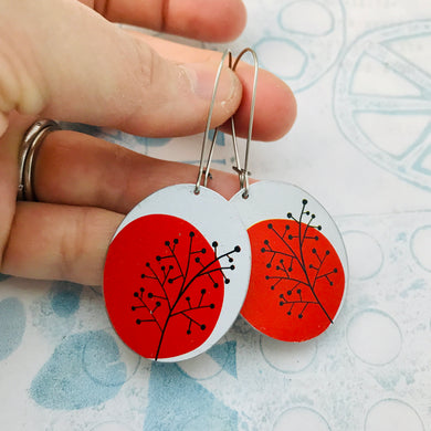 Mod Red Trees Oval Zero Waste Tin Earrings