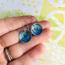 Load image into Gallery viewer, Blue on Blue Upcycled Tiny Dot Earrings
