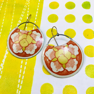 Blossom on Rust Upcycled Tin Earrings