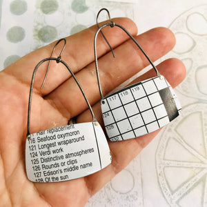 Crossword Puzzle Rounded Rectangles Zero Waste Tin Earrings