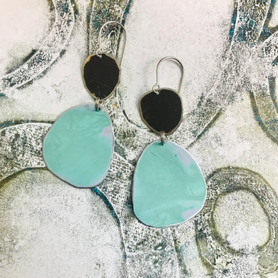 Chocolate and Pale Aqua Zero Waste Tin Earrings